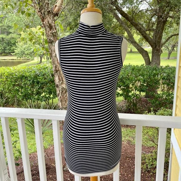 ATM Stripe Mock Turtleneck Sleeveless Tee - Picture 2 of 4